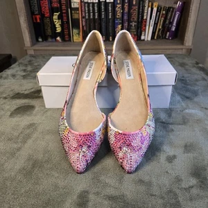 Steve Madden Elsa spitz zulaufende Ballerinas Stil Blumen Kristalle rosa grün Größe 9 - Bild 1 von 10