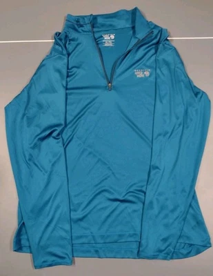 Camisa Mountain Hardwear Para Hombres XL Azul Malvada Manga Larga Cuarto Cremallera OM6522 Foto 1 de 3