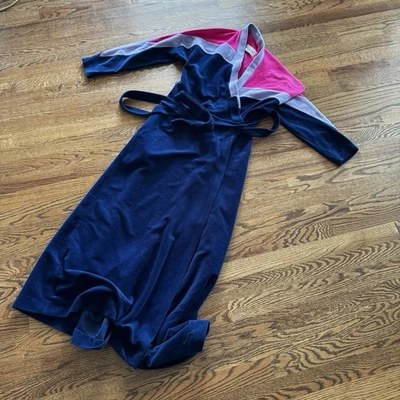 Vestido De Colección Vanity Fair Petites XS Mujer Casa Azafata Vestido Azul Marino Rosa Bloque de Color Foto 1 de 4