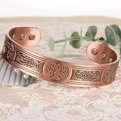 Magnetic Copper Tree of Life Bracelet Pain Relief Energy Balance Cuff Bangle - Image 1 of 4