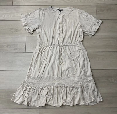 LAUREN RALPH LAUREN Black Label Ivory Midi Dress Ruffle Cottage Lagenlook XXL - Image 1 of 4