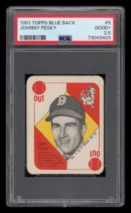 BLUE BACK PSA 2.5 GOOD+ JOHNNY PESKY 1951 TOPPS #5 NEW GRADED SLAB VINTAGE TPHLC