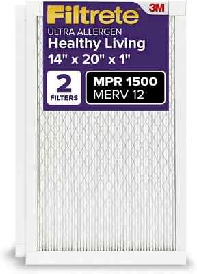 Filtrete 14x20x1 AC Furnace Air Filter, MERV 12, MPR 1500, 2 PACK (790G) - Image 1 of 4
