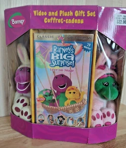 New Vintage Barney Plush & VHS Easter Gift Set Big Surprise Bunny Suit Baby Bop - Picture 1 of 11