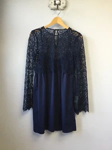 Nuevo con etiquetas Vestido túnica Zara azul con ribete de encaje para damas, talla mediana del Reino Unido, etiquetado - Imagen 1 de 4