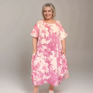 Cotton Floral Loose-Fit Dress with Side Pockets - Picture 1 of 14