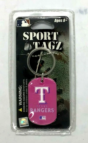Pink Texas Rangers Dog Tag Necklace by Sport Tagz Cover
