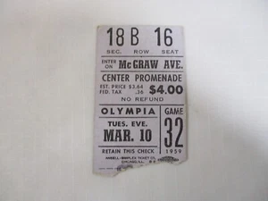 Vtg. 1959 Detroit Red Wings VS Montreal Canadiens NHL Game Ticket Stub - Picture 1 of 3