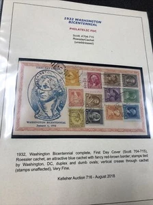 US 704-715 Washington Bicentennial First Day Cover Complete Set Unaddressed 1932 - Picture 1 of 7