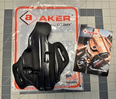 Aker® Leather 168 FlatSider™ XR12 RH Black OWB Belt Holster, SPRINGFIELD XD 4" - Image 1 of 4