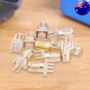 10 Pcs SMA-KE Plug Socket Brass Solder PCB Board Edge Mount Adapter with 4 Pins - Zdjęcie 1 z 10