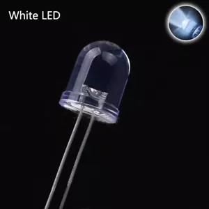 Lámpara de diodo emisora de luz LED blanca superbrillante cabeza redonda F10 10 mm 3.0V-3.2V - Imagen 1 de 2
