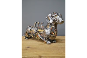 Industrial Steampunk Dachshund Dog Ornament Sausage Dog - Picture 1 of 5