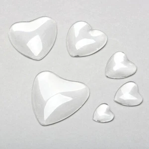 12mm-35mm Crystal Clear Heart Glass Cabochon Flat Back Dome DIY Jewellery Making - Picture 1 of 9