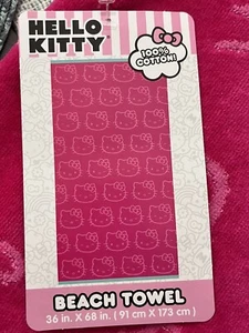 Hello Kitty Beach Towel 100% Cotton, 36 In X 68 In, Pink, Limited Edition - Picture 1 of 4