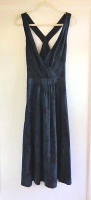 Maxi Vestido Marc Jacobs 100% Seda Azul Marino Negro Cóctel Noche Midi Talla 2 Foto 1 de 4