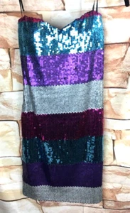 Vestido para mujer Lily Rose sin tirantes de lentejuelas talla M púrpura plata rosa azul nuevo con etiquetas B9*O - Imagen 1 de 11