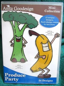 Anita Goodesign Machine Embroidery Design CD "Produce Party" 24 Designs - Picture 1 of 2