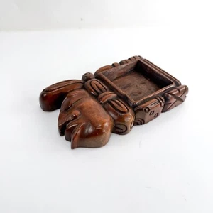 Bandeja porta cenicero de madera maya vintage MÉXICO retro - Imagen 1 de 11