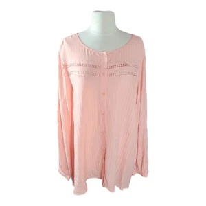 Blusa Top 26 Lane Bryant Manga 3/4 Rosa Coral Crochet Sin Peek Light Primavera $59 - Imagen 1 de 21
