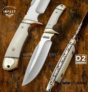 Impact Cutlery Rare Custom Full Tang drop-point Hunting Knife Acrylic Ivorite - Picture 1 of 11