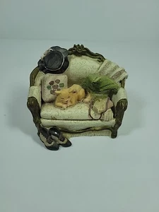 Vintage Orange Tabby Cat Kitten Victorian Couch Seetee Jewlery Trinket Box RARE - Picture 1 of 9