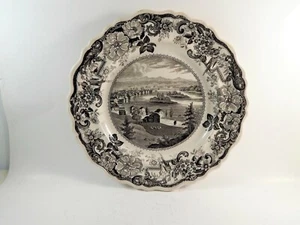 Large Antique Clews Staffordshire Hudson River Plate TROY FROM MOUNT IDA c 1830 - Picture 1 of 9