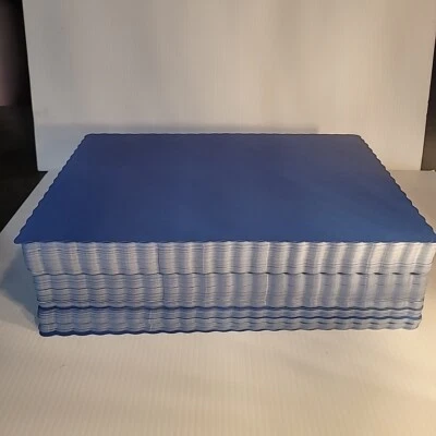 Case Of 1000 Disposable Scalloped Edge Paper Placemats 10"X14" (Blue)  - Image 1 of 4