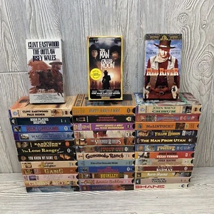 Western VHS Tapes Huge Lot of 39, John Wayne Clint Eastwood Zane Grey Hopalong - Picture 1 of 7