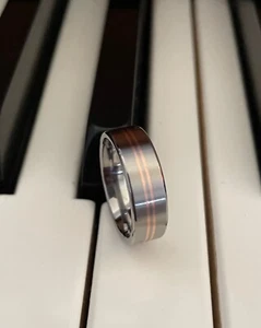 Copper and Titanium Ring, Comfort Fit, 6.5mm, Made to Order, Wedding Band - Picture 1 of 10