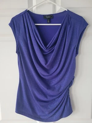 Womens Purple Sparkle Dress Top- Petite Large  - Image 1 of 4