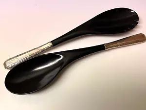 Towle Candlelight Sterling Silver Salad Serving Set w/ Black Plastic 2pc - Picture 1 of 6
