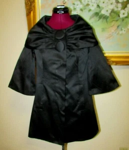 NUEVO VERDADERO MODA CLASSIC TALLA XS SNAP FRT/3/4"" MANGAS NEGRO SUIZO SOLO ABRIGO/32"" BUSTO - Imagen 1 de 9