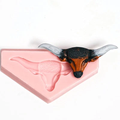  Silicone Long Horn Steer Mold Food Safe Fondant Resin Polymer Clay Mold  (952) - Image 1 of 4