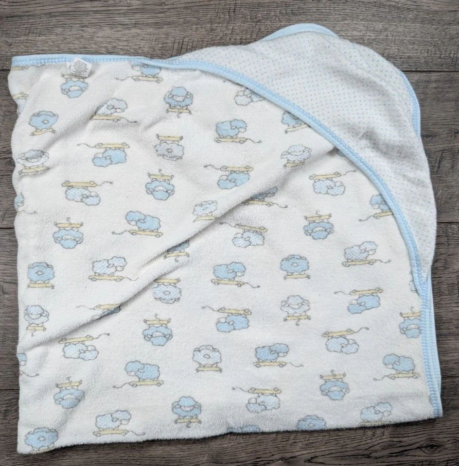 Baby Boy Vintage Carter's Classic Hooded Blue Sheep Towel - Image 1 of 3
