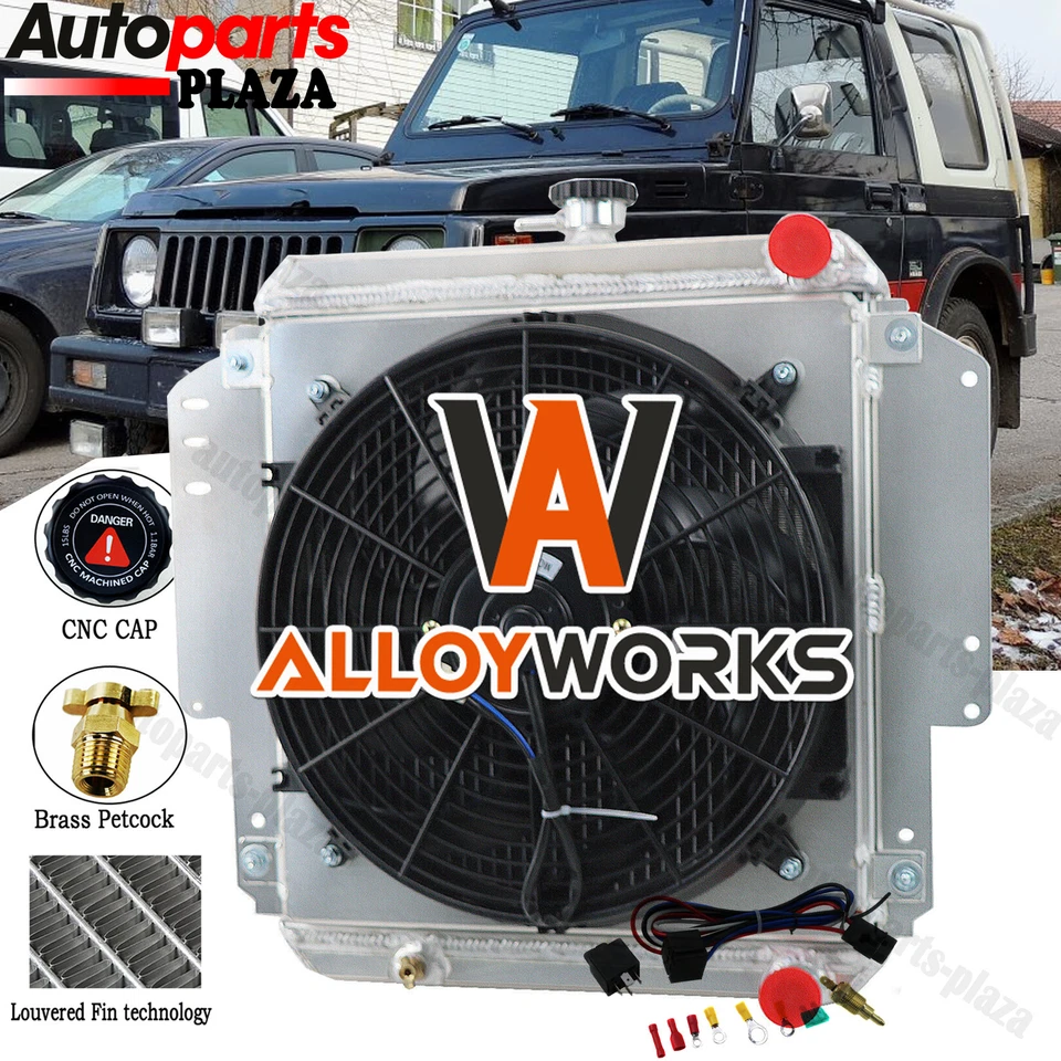For 81-96 Suzuki Sierra Jimny Hardtop SJ410 SJ413 Aluminum Radiator+Shroud Fan Foto 1 de 4