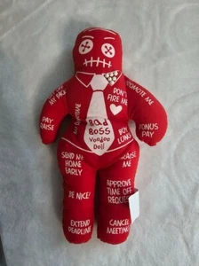 Fabric Voodoo Doll 8-inch with 6 Pins Red Bad Boss Novelty Gag Office gift - Picture 1 of 8