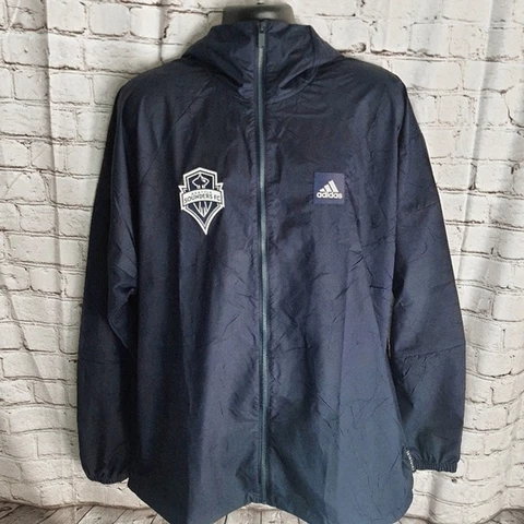 ADIDAS Mens WND Primeblue Zip up Windbreaker Jacket XL Seattle Sounder FC Soccer Cover