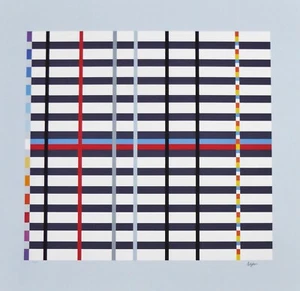 YAACOV AGAM Hommage to Mondrian (light blue) 1975 HAND SIGNED Tribute LITHOGRAPH - Picture 1 of 4