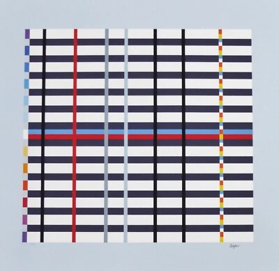 Litografía homenaje YAACOV AGAM Homenaje a Mondrian (azul claro) 1975 FIRMADA A MANO Foto 1 de 4