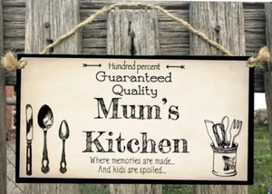 Mum’s Kitchen Wooden Sign plaque Country GARAGE,Bathroom,Kitchen Home decor - Picture 1 of 2