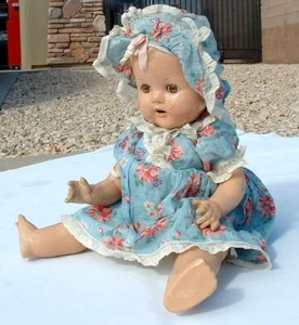 20” Vintage 1930s  Antique Early Composition Baby Doll  Original Dress & Teeth - Picture 1 of 18