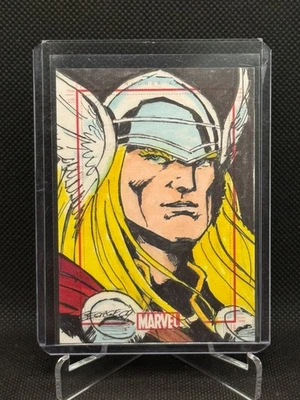 Tarjeta de boceto 2010 Marvel 70 aniversario SketchaFEX - Chuck George - Thor 1/1 b Foto 1 de 2