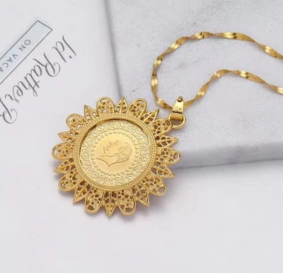 🌸Altin Kaplama Vergoldet Halskette Münze Atatürk Münze Neu🌸 - Bild 1 von 4