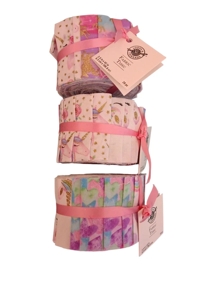 LOOPS & THREADS Unicorn Rainbows Jelly Roll Fabric 100% Cotton 20 pc 2.5" x 42"  - image 1 of 1