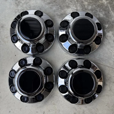 Chrome 8-Lug Center Caps Set (4) – GMC-013 / XFL-029 – Fits Chevy GMC 2500 3500 - Image 1 of 4