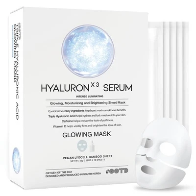 Triple Hyaluron Hydrating Mask 10EA - Anti-Aging, Moisturizing, Vegan - Image 1 of 4