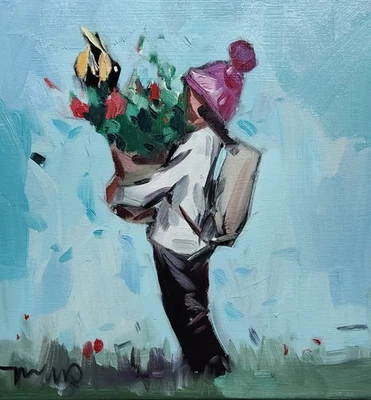 Коллекционная художественная картина Хосе Трухильо 16x16 дюймов детский художник цветы - Изображение 1 из 4