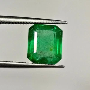 3.34ct Natural Emerald octagon cut nice green good luster gemstone - Picture 1 of 4