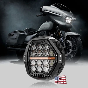 For Harley Street Glide Softail FLHX Newest 7" LED Projector Headlight HI-LO DRL - Picture 1 of 12